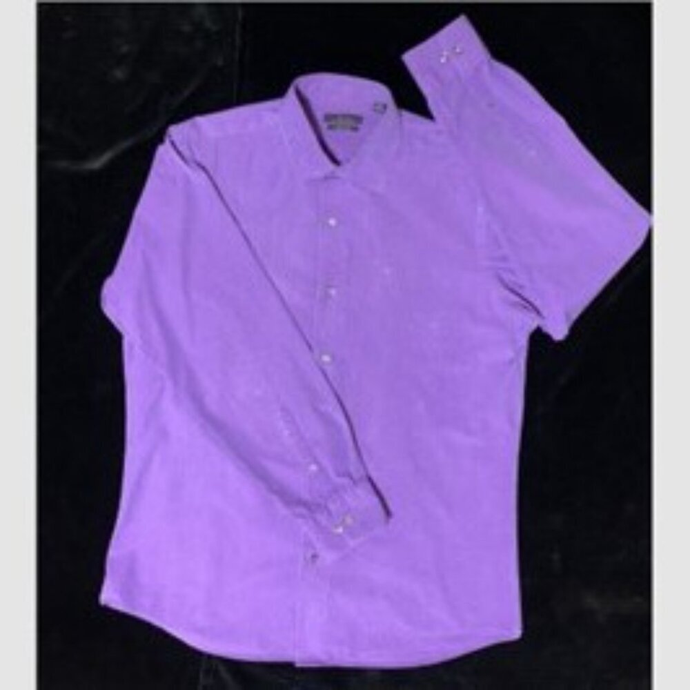 Marc Anthony Slim Fit Button Up Shirt Purple Mens Size 16.5‎ Long Sleeve 34/35